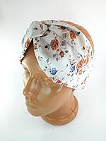 Летние повязки на голову Чалма повязка женская для девочек белая в цветах в ассортименте