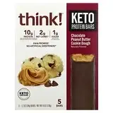 Think !, Keto Protein Bars, шоколадное печенье с арахисовым маслом, 5 батончиков, 34 г (1,2 унции) Киев