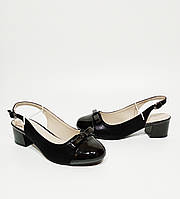 Женские классические босоножки черные удобная элегантная обувь на лето.