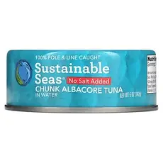 Sustainable Seas, Шматочки альбакорського тунця у воді, без додавання солі, 142 г (5 унцій), Київ