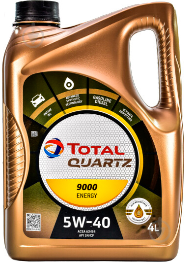Синтетична моторна олива TOTAL 5w40 Quartz 9000 Energy CF/SN (4 л)
