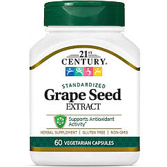 21st Century Екстракт виноградних кісточок Grape Seed Extract, Standardized, 60 Vegetarian Capsules