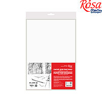 Папір для рисунку та креслення, пакет, А4 (21х29,7см), 10арк, дрібне зерно, 200г/м2, ROSA Studio