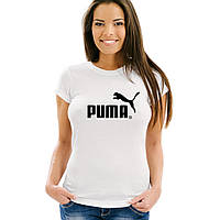 Женская футболка Пума. Футболка PUMA белая. Печать на футболках