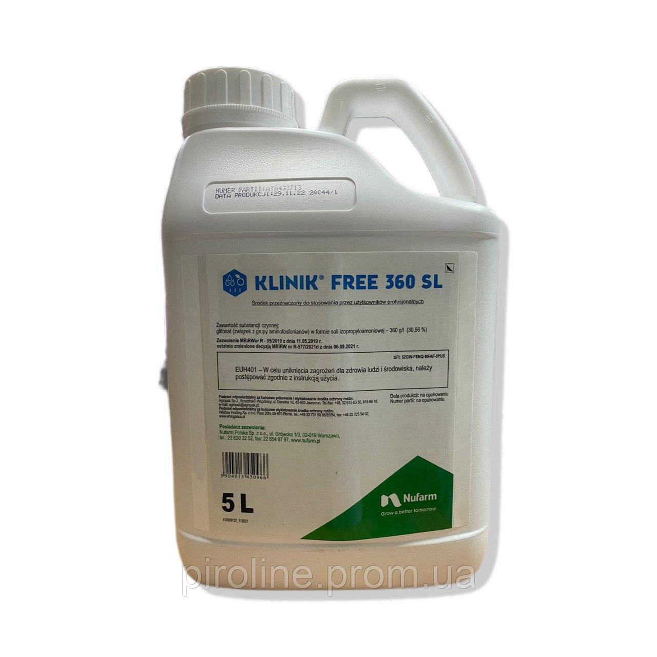 KLINIK FREE 360 SL NUFARM GLIFOSAT, HERBICYD TOTALNY. КЛИНИК ФРІ 360SL ...