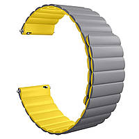 Универсальный магнитный ремешок для часов Amazfit, Haylou, Huawei, Samsung, ширина 22мм, размер S, Gray/Yellow