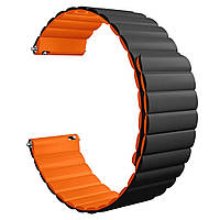 Универсальный магнитный ремешок для часов Amazfit, Haylou, Huawei, Samsung, ширина 22мм, размер S,Black/Orange