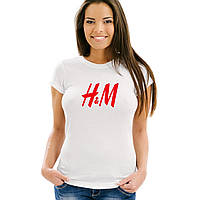 Женская футболка H&M . Футболка H&M/ Эйч энд Эм белая. Печать на футболках