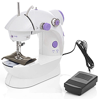 Швейная мини машинка портативная Mini Sewing Machine SM-202A 4 в 1 с педалью и адаптером питания