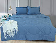 Летний набор (одеяло, простынь, наволочки) полуторный голубой Турецкий ранфорс Elegant 1,5-сп. Blue Grey