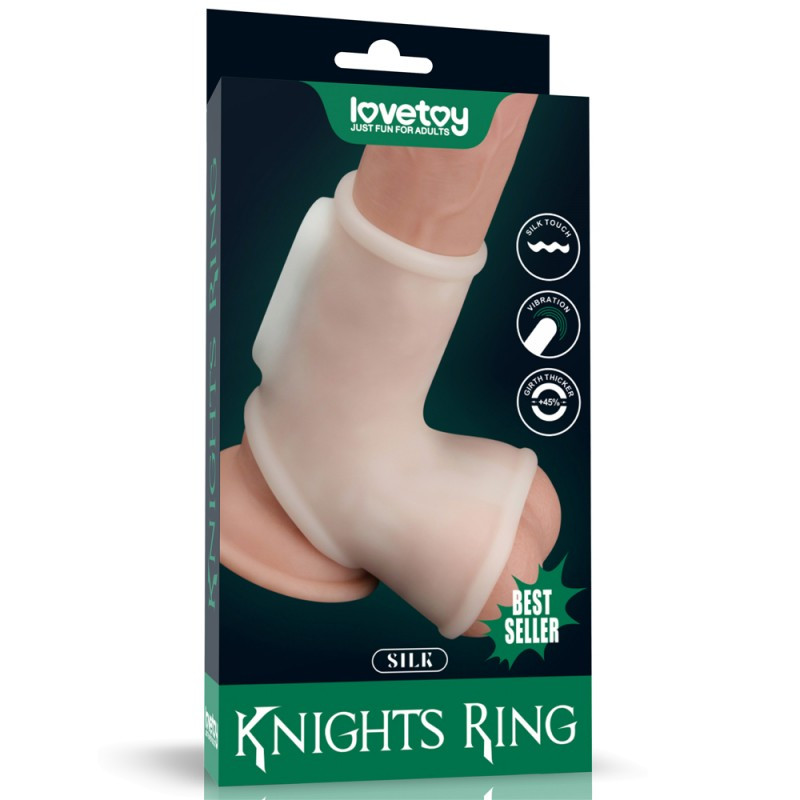 Насадка на пеніс Vibrating Silk Knights Ring with Scrotum Sleeve Кітті