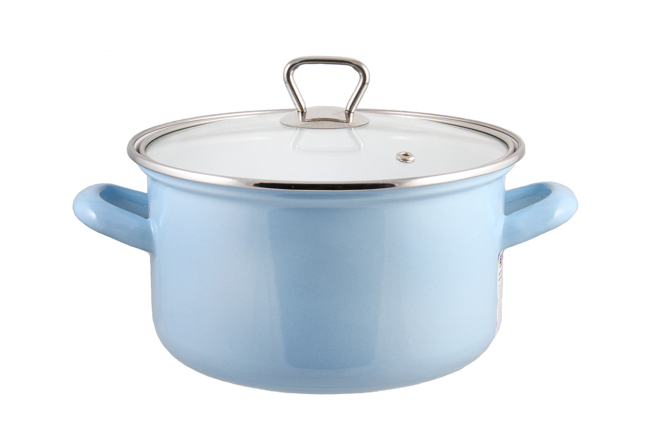 Каструля БІОЛ 4,6 л скляна кришка d22 см Емаль (CE22B)