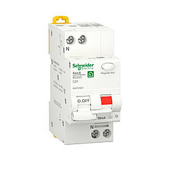 Автоматичний вимикач диф. струму АВДC 1P+N 20А C 6kA 30мА тип A Schneider Electric Resi9 R9D55620