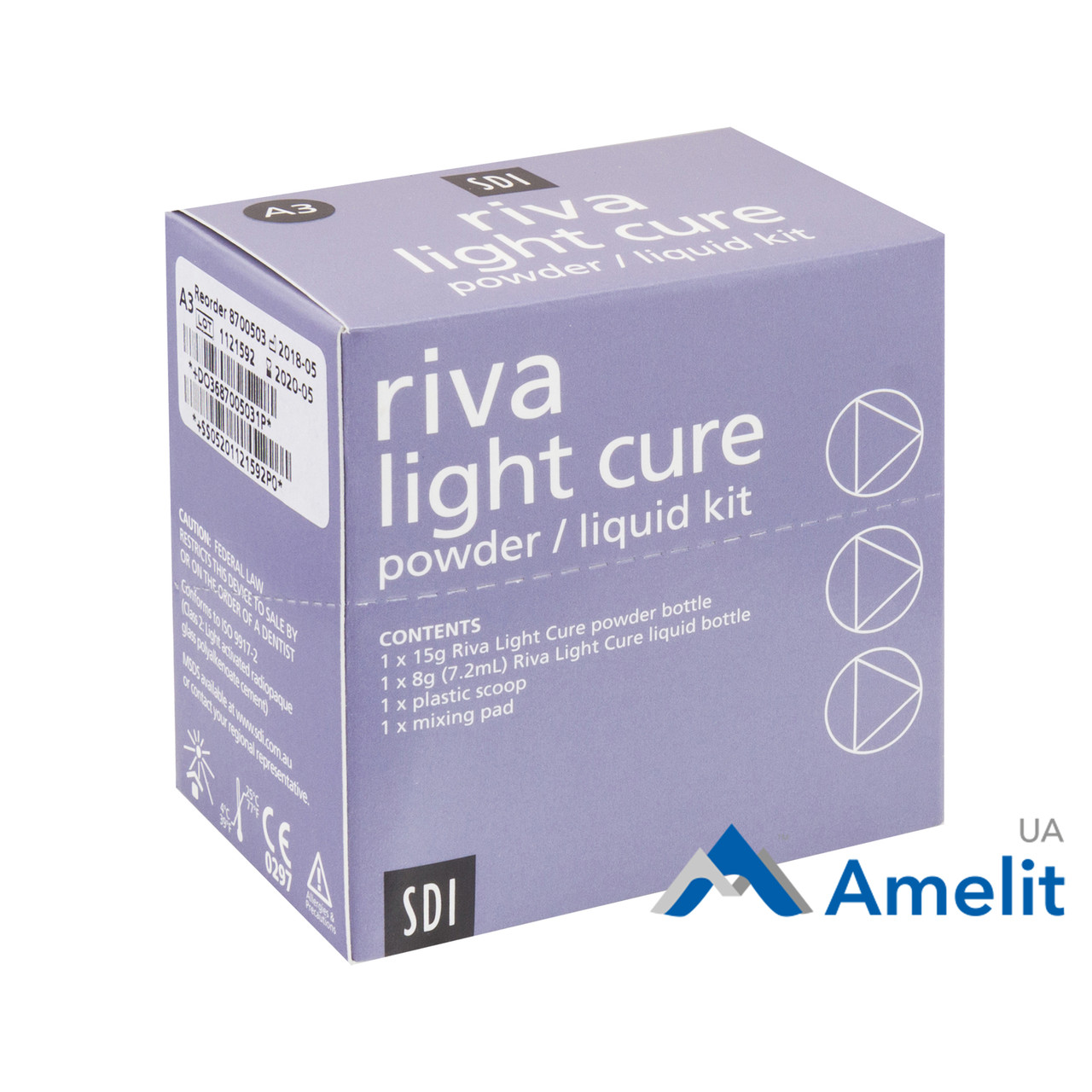 Стеклоиономерный цемент Riva Light Cure (SDI), набор 15 г + 7.2 мл - фото 1 - id-p1850389243