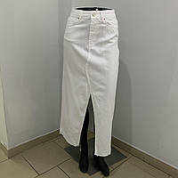 Біла довга спідниця джинсова розріз