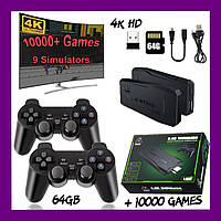 Ігрова Приставка 64Gb 4k Ultra HD 2 бездротові хджойстики + 10000 ігор ретро PS1 Sega Денді Play Station 1 Nintendo