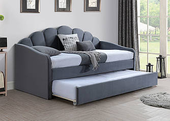 Ліжко тапчан односпальне з мякою оббивкою у дитячу Bella velvet 90x200 сірий Signal