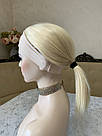 Натуральна перука блонд на пов'язці пряме коротке волосся, фото 8