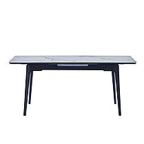 Стіл BERLIN CERAMIC 140(180)*80 білий глянець/чорний каркас, фото 3