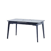 Стіл BERLIN CERAMIC 140(180)*80 білий глянець/чорний каркас, фото 4