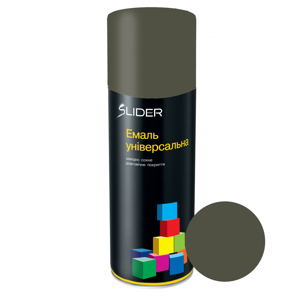 Аерозольна фарба бронзово-зелена матова RAL 6031 SLIDER 400 мл, емаль фарба у балончику, фото 1