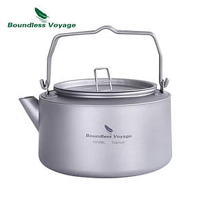 Чайник титановий Boundless Voyage Titanium 1000 мл туристичний зі складними ручками для кемпінгу походу та туризму