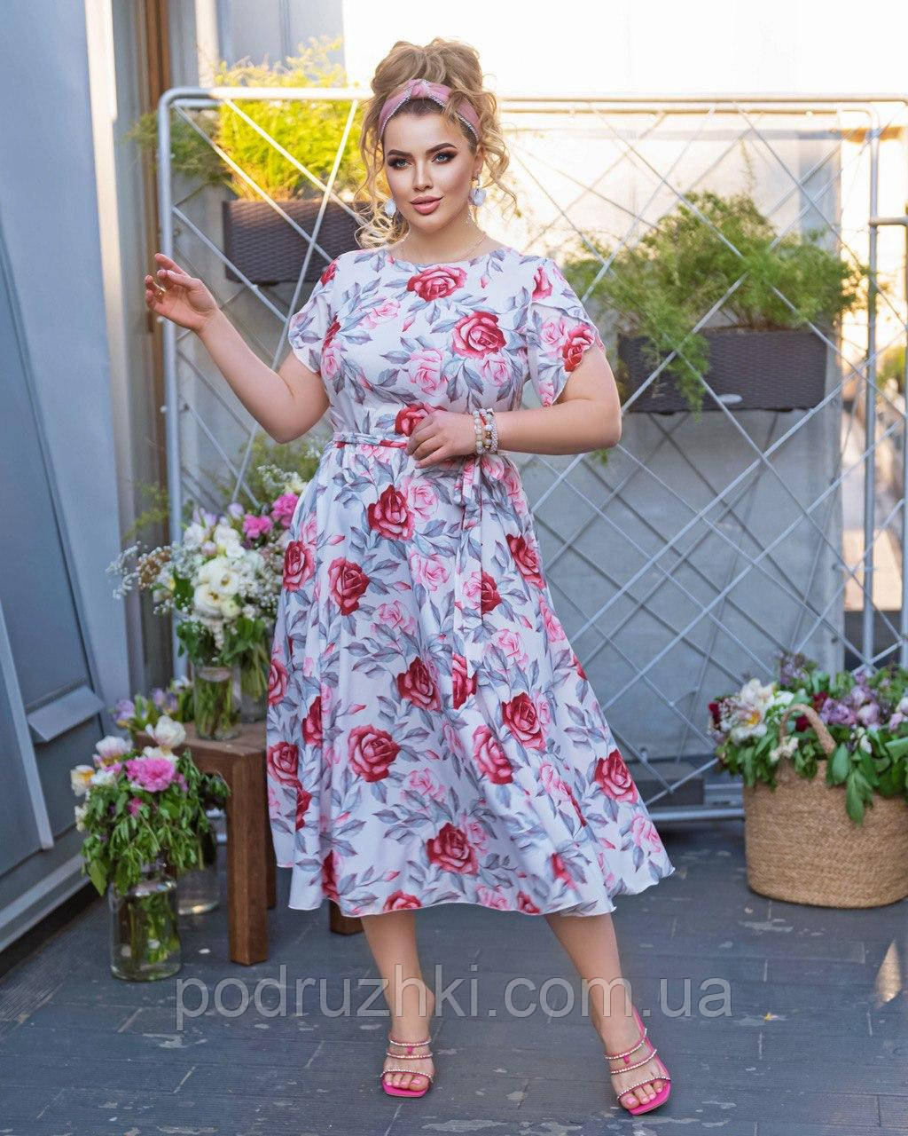 Красива жіноча літня сукня великого розміру Тканина софт Розміри 50-52, 54-56, 58-60, фото 1