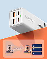 Зарядний пристрій для телефона ноутбука LDNIO SC1418 65W 2 USB-C + 2 USB-A + 1EU розетка PD/QC4.0+, фото 9