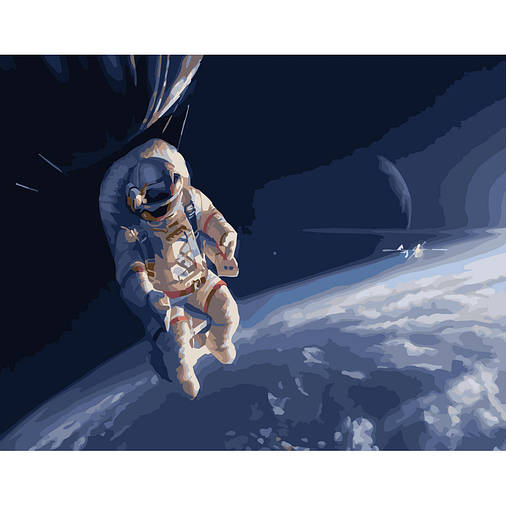 Картина за номерами Strateg Космонавт у галактиці 40х50 см Преміум (GS362), фото 2