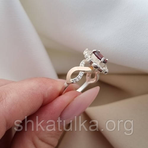 Серебряное кольцо с золотыми вставками и овальным цирконом - фото 5 - id-p588908450