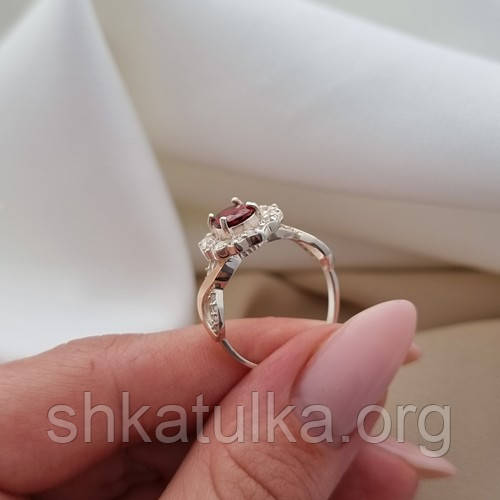 Серебряное кольцо с золотыми вставками и овальным цирконом - фото 6 - id-p588908450