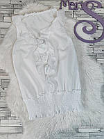 Жіноча біла літня блуза з гумкою на поясі Розмір 46 М