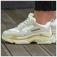 Женские кроссовки Balenciaga Triple S Cream White, кожаные кроссовки баленсиага трипл с баленсияга