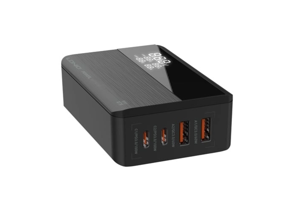 Зарядний пристрій для телефона ноутбука LDNIO A4809C 100W 2 USB-C + 2 USB-A PD/QC4.0+ GaN techology