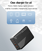 Зарядний пристрій для телефона ноутбука LDNIO A4809C 100W 2 USB-C + 2 USB-A PD/QC4.0+ GaN techology, фото 4