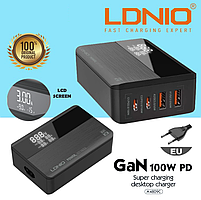Зарядний пристрій для телефона ноутбука LDNIO A4809C 100W 2 USB-C + 2 USB-A PD/QC4.0+ GaN techology, фото 8