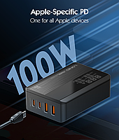 Зарядний пристрій для телефона ноутбука LDNIO A4809C 100W 2 USB-C + 2 USB-A PD/QC4.0+ GaN techology, фото 6
