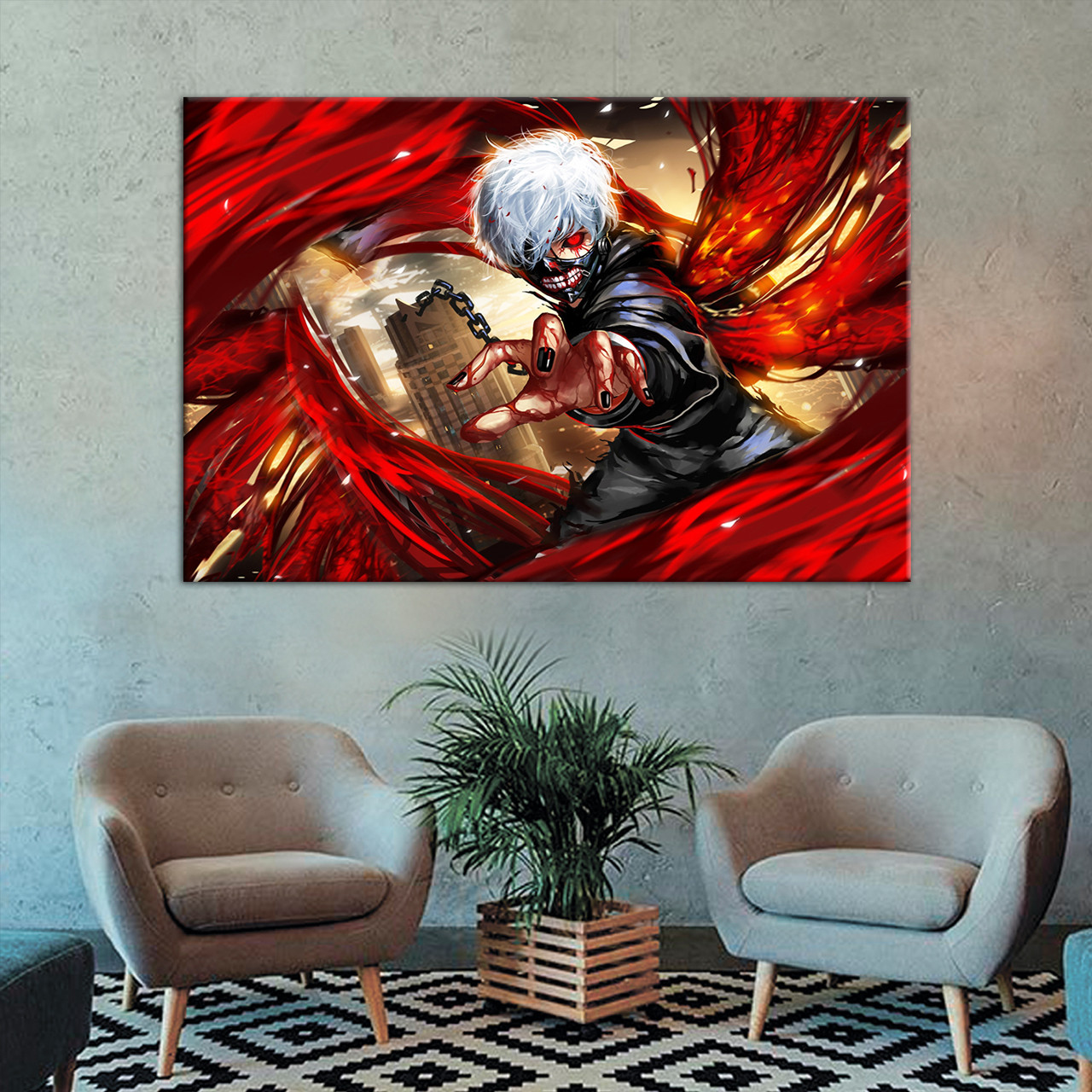 Картина інтер'єрна на полотні на стіну для фанатів коміксів аніме Токійський Гуль Манга, Tokyo Ghoul, Manga, фото 1