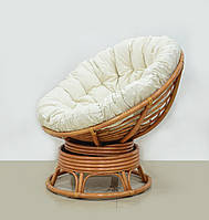 Кресло-качалка Папасан-Свивел Cruzo круглое плетеное из ротанга с мягким сидением подушкой