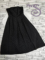 Женское коктейльное платье By Very миди чёрное без бретелек пышная юбка в горох Размер 44 S