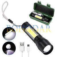 Фонарик фонарь карманный X-BALOG BL-511 COP-15800W маленький USB LED COB БОКОВЫЙ СВЕТ +Кейс Польша!