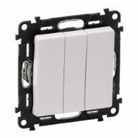 Вимикач 3-клавішний з підсвіткою Legrand Valena LIFE, 10АХ, 250V, білий Baumar - Порадуй Себе