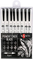 Набор линеров Santi пигментных двухсторонних 8 шт черные
