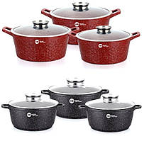Набір Кухонна посуд із Гранітним Покриттям Higher Kitchen НК — 301 Набір Каструль 6 Предметів