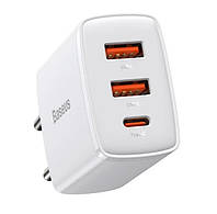 Мережевий зарядний пристрій Baseus Fast Charger (CCXJ-E02), 30 W, 2xUSB-A + 1xType-C, White