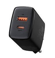 Мережевий зарядний пристрій Baseus Compact Quick Charger (CCXJ-B01), 20 W, 1xUSB-A + 1xType-C, Black