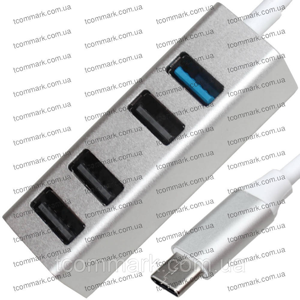 Type-C HUB на 4 порти USB 2.0/3.0 + гніздо micro USB (активний), в коробці