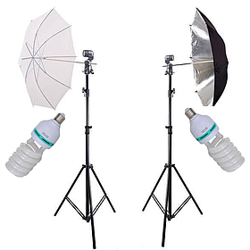 Набір студійного світла Prolight 300 Вт. 5500К із парасольками на відбиття й просвіт