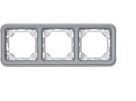 Супорт з рамкою для вбудованого монтажу Legrand Plexo, 3 пости, горизонтальна установка, сірий Baumar - Порадуй Себе