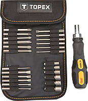 Біти TOPEX, набір 26шт, 1/4", бітотримач, торцеві головки 6шт, SL,PH,PZ,T, CrV Baumar - Порадуй Себе